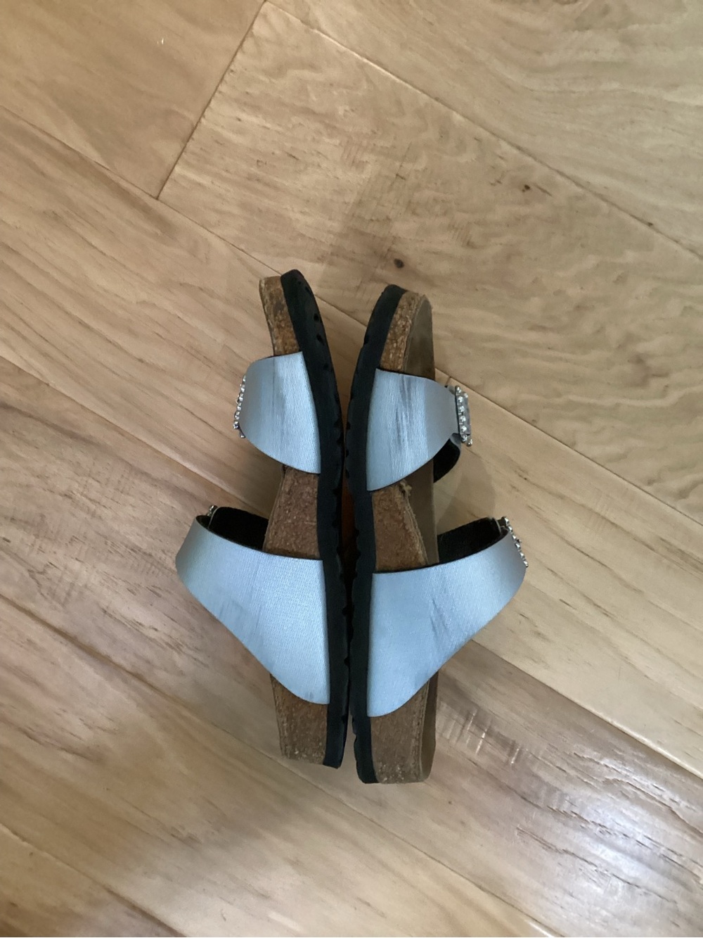 Papillio Light silver Double Buckle Sandals with Rhinestone Accents - Picture 4 of 5